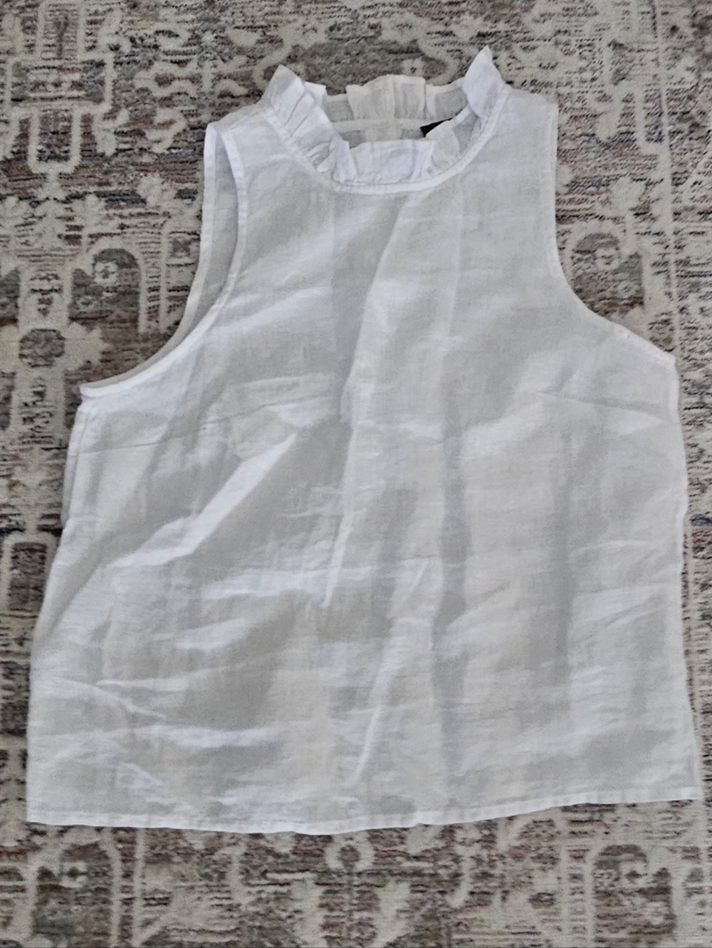 J CREW LADIES RUFFLE NECK LINEN TOP